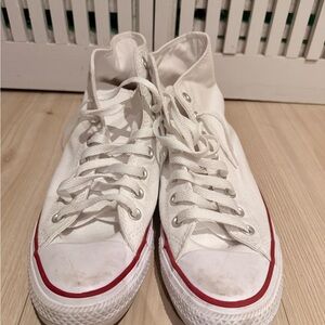 Converse White High-Tops with Red Accents
